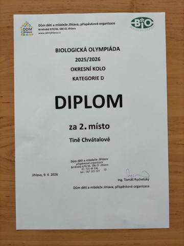 Okresní kolo biologické olympiády (kategorie D)