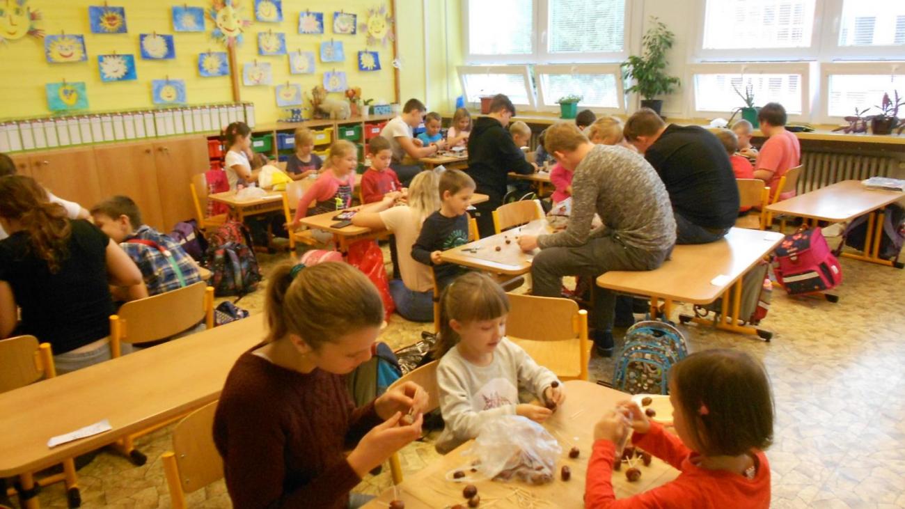 Práce s přírodními materiály aneb spolupráce 1. a 9. ročníku