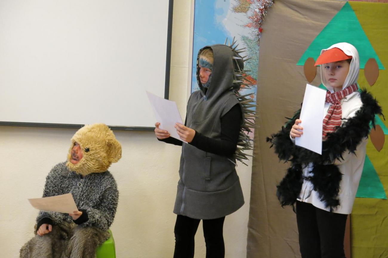 Divadelní představení dramatického kroužku "Zvířátka a Vánoce"